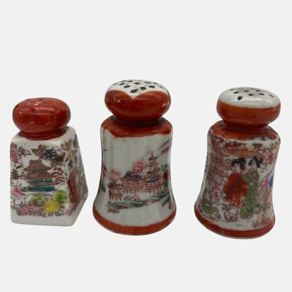 Vintage Japanese Porcelain Salt & Pepper Shakers Geisha Ware CD Kenny Tea Coffee - Picture 2 of 8